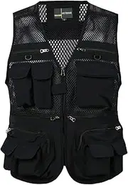 [Generic] Men's Utility Fishing Vest Lightweight Outdoor Work Cargo Vest 2024 Fall Casual Zip Up Mesh Vest with Multi Pockets