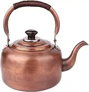 FYHX Vintage Copper Tea Kettle for Stove Top Whistling Tea Pots Teapot Stovetop with Brass Cool Handle 1.5mm Coffee Pots Suitable for Induction Stove Gas Stove