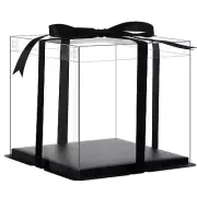 6 Pcs Clear Cake Boxes with Ribbon Fits 10-12 Inch Tall Layer Cakes Black