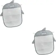 Totority 2pcs Bathing Toy Storage Organizer Storage Bag Large Pocket 3 Small Pockets Waterproof Ventilated Grey
