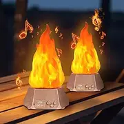 Toodour Outdoor Bluetooth Speakers Waterproof, 2 Pack Wireless Speaker Gift for Men Women, Bluetooth 5.4, Upgraded HD Stereo Sound Speakers with Flickering Flame for Patio Party Camping Bedroom Bar