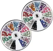 3mm Round Nail Art Flatback Rhinestones x Two Pack, 12 Mixed Colors Crystal Gems Stones for DIY Craft
