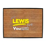 Lewis V1 Surname Thing - Funny Novelty Doormat Man Cave Floor mat