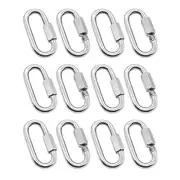 12 Pack Link 5/32 Inch Heavy Duty Carabiner D Shape Chain for Camping6203