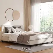 Artiss Queen Bed Frame Platform Wooden Headboard Beds Base Frames Bedroom Room Decor Home Furniture, Upholstered with White Boucle Fabric + Foam + Wood, Modern Design