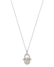 Bloomingdale's Fine Collection Diamond Hamsa Pendant Necklace in 14K Yellow & White Gold, 0.25 tcw