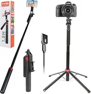 71" Tall Selfie Stick Tripod with Remote, Upgrade Aluminum Alloy Quadripod, Extendable Anti-Shake Selfie Stick with Balance Handle 1/4 Screw, Compatible with iPhone/Android/GoPro/Insta360