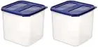 Square Modular Airtight Plastic food storage Container White (4.5 Litters) 2Pcs