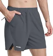 [Pausel] Men's Running Athletic Shorts 5 inch Quick Dry Workout Short Tennis Gym Shorts with Zipper Pockets