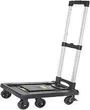 Foldable Push Cart,50 * 31 * 89cm/19.7 * 12.2 * 35.0″Trolly,Platform Trolley with Universal Wheels, Can Be Used to Carry Household Items, Office Supplies, Etc.,D Black