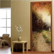 Door Stickers Fog Forest Wallpaper Living Room Bedroom Home Decor Door Decals PVC Self-Adhesive Stickers