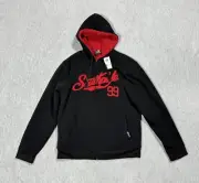 New Vintage South Pole Hoodie Mens Large Black Red Zip Sherpa Pullover Logo 99