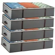 Underbed Storage Bags 4-Pack - Foldable Under Bed Storage Organizer for