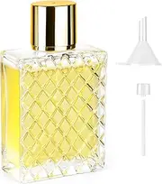 Ysimple 100ml Perfume Atomiser, Portable Clear Empty Glass Perfume Spray Bottles, Refillable Perfume Atomizer Large Cosmetic Fine Mist Atomizer for Travel (Gold)