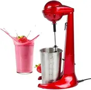 Retro Milkshake Maker,100W Milk Frother, 500ml Stainless Steel Cup, 2 Speed Settings, Protein Shake Mixer, Milk Shakes, Omelettes Mix, Coctails, Frappes Blends red