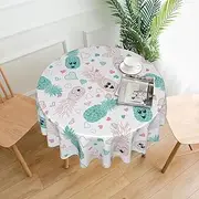 Pineapple Tablecloth for Round Table Cloth 60 Inch Waterproof Party Table Covers for Picnic Kitchen Outdoor