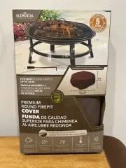 38" Brown Round Firepit Cover Heavy-Weight Fabric Water-Resistant UV Protected