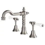 Lillian Lever Basin Set, Brushed Nickel &amp; Ceramic