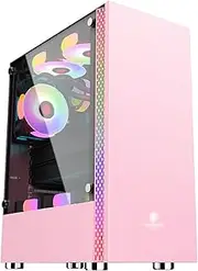Mid-Tower Computer case ATX, Micro-ATX, Tempered Glass Side Panel, 1 USB3.0, 2 USB 2.0, Supports Water Cooling and can be Installed with 8 Fans(Color 1)