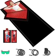 OPMGUWZY 84''X33'' Large Red Light Blanket for Full Body with 2680 Pcs LED Beads, Whole Body Infrared Red Light Therapy Bed Mat, Adjustable Timer and Intensity Light Therapy Sleeping Bag