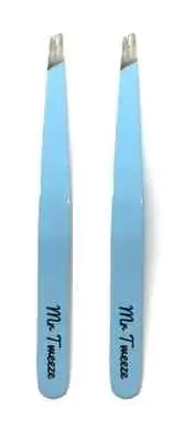 Mr Tweeze Stainless Steel Slant Tweezer, Blue (2 Pack), Compares to TweezerGuru