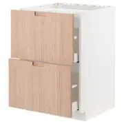 METOD / MAXIMERA base cab f hob/2 fronts/2 drawers, white/Fröjered light bamboo, 60x60x80 cm