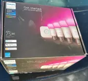 Philips Hue 75-Watt Smart LED Color Changing Light Bulb Set With Bridge 4 Pack