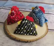 Chicken Pincushions, Novelty Fabric Pin Cushion, Ground Walnut Shell stuffing