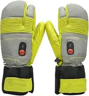 [SAVIOR HEAT] Heated Gloves for Men and Women, Full Leather Mitten for Skiing, Skating,Arthritis Gloves 7.4V 2200 Mah Electric Rechargeable Batteries gloves, Works Up To 2.5-5 Hours