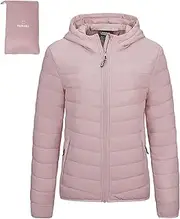 [Outdoor Ventures] Women's Quilted Jacket, Lightweight Packable Transition Jacket, Warm Winter Jacket with Hood for Women, Lined Puffer Jacket with Pockets, for Leisure, Hiking, Travel