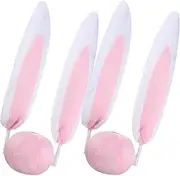 MAGICLULU 2 Sets Car Decorative Rabbit Ears Home Decoration Animal Decor Bunny Ears and Nose Car Bunny Ear with Nose Outdoor Home Decor Rabbit Car Decorations Roof Cloth
