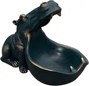 Big Mouth Storage Box, Resin Hippo Figurine Key Storage Holder Desktop Candy Dish Organizer for Home Decoration Jewelry Storage-Blue