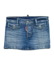 Dsquared2 Kids Logo Embroidered Denim Skirt 8Y,12,14Y,6,12Y,10Y Blue