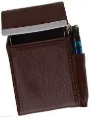 New Cigarette Hard Case Pouch Leather Holder Wallet Purse Brown
