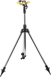 Stainless Steel Tripod Sprinkler System, Auto Water Irrigation Tool for Garden Lawn, Adjustable Height with 360 Degree Rotating Nozzle, Rustproof and Sturdy