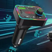 Bluetooth FM Transmitter Fast Charging Car Radio Adapter with USB/PD Ports Re*