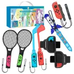 【NINTENDO 任天堂】SWITCH SPORT 9合1 運動套件 遊戲手柄運動 NS配件套裝(腿帶 網球拍 羽球 高爾夫球)