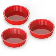 8 inch Cake Pans(3 Pack) - Nonstick Silicone Round Cake Molds for Layer Cake,