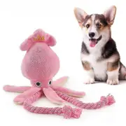 Cute Squid Plush Dog Toy – Small Squeaky Rope Toy for Puppies, Pet Chew Toy (Pink)