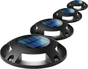 Home Zone Security 4 Packs Solar Deck Light Outdoor 20 Lumens Waterproof Weather Resistant, No Wiring, Auto On Sensor Fence Light, Durable Aluminum Plastic Case for Decor Step Pathway Backyard Garden