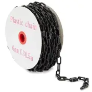100-Foot Plastic Chain Links - Black Plastic Barrier Chain for Fence, Gate, P...