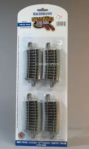 BACHMANN HO E-Z TRACK 1/3 SECTION 18" RADIUS CURVE (4) gray roadbed Ez BAC44530