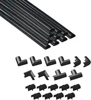 D-Line 20 x 10 mm Cable Duct for Cable Management, Cable Strip - 20 mm (W) x 10 mm (H) - 10 x 40 cm Length (4 Metres) - Black