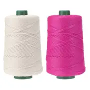 2 Pcs Polyester Macrame Cord, 3mm x 219 Yards Macrame Cords - (Beige/Rose Red)