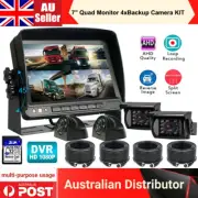 7" Quad Split Monitor DVR 4 1080P Rear View Reverse Parking Camera KIT For Truck
