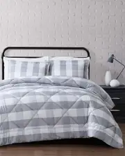 Truly Soft Everyday Buffalo Plaid Grey Comforter Set Twin XL NoColor