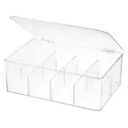 Divided Clear Plastic Organizer Bin with Hinge Lid, 8 Sections Tea Bag Storage