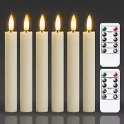 Ivory LED Taper Candles with Remote & Timer Pack of 6 Flameless Candlesticks