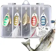 Bass Lures,Walleye Spinner Bait - Fishing Spinnerbait Metal Spinner Lure Kit with Tackle Boxes for Bass Trout Salmon Walleye