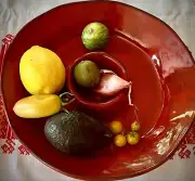 XL ITALIAN Pottery CHIP & DIP Dish, CRATE & BARREL Rustic RED 13” EUC Carmen
